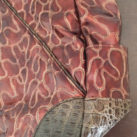 MICHE Women’s Bag Outer Shell Large Shiny Glossy Red Caramel Brown - Picture 10 of 13